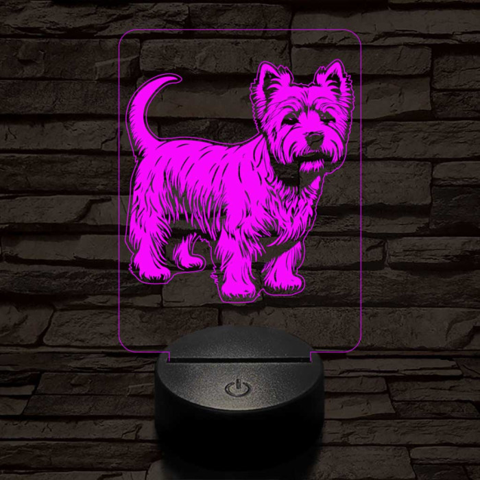 Westie 7 színű 3D led lámpa