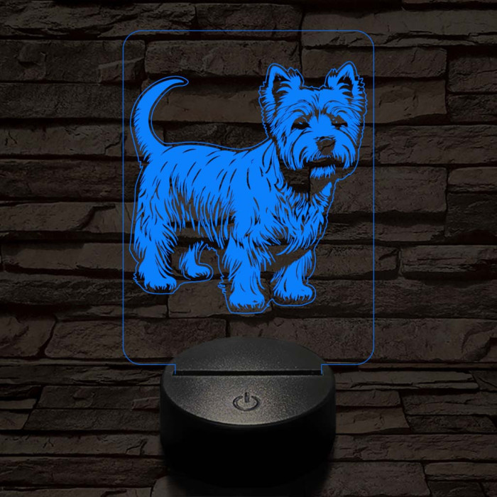 Westie 7 színű 3D led lámpa