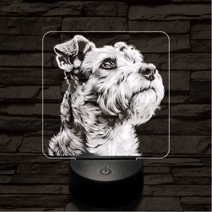 Schnauzer portré 7 színű valósághű 3D led lámpa