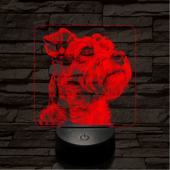 Schnauzer portré 7 színű valósághű 3D led lámpa