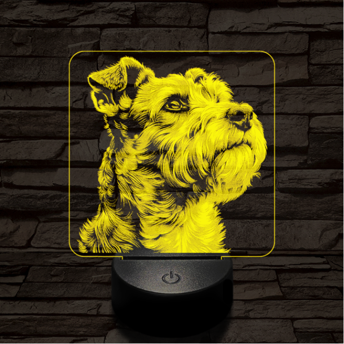 Schnauzer portré 7 színű valósághű 3D led lámpa