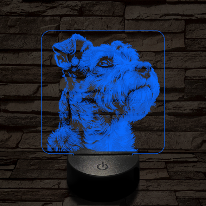 Schnauzer portré 7 színű valósághű 3D led lámpa