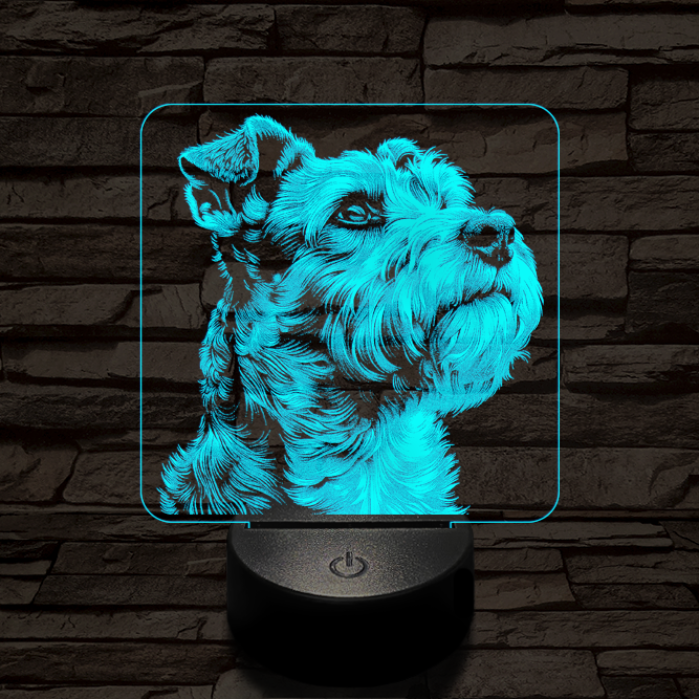Schnauzer portré 7 színű valósághű 3D led lámpa