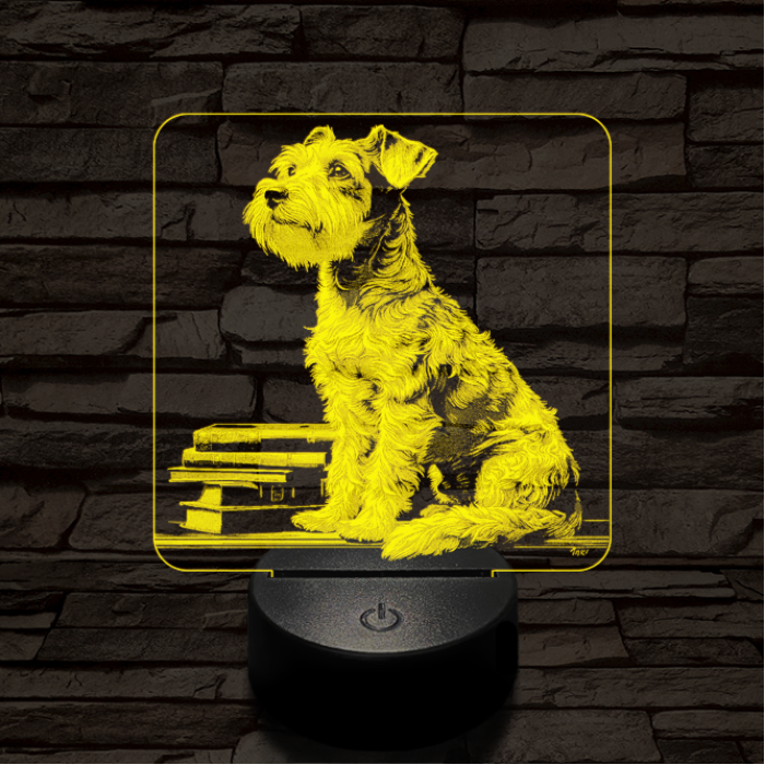 Schnauzer egész alakos portré 7 színű valósághű 3D led lámpa