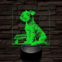 Schnauzer egész alakos portré 7 színű valósághű 3D led lámpa