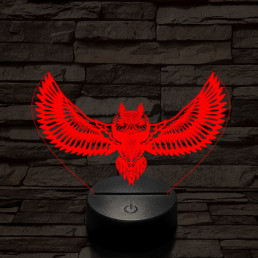 Bagoly repül 7 színű 3D led lámpa