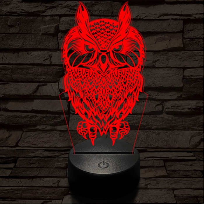 Bagoly vadász 7 színű 3D led lámpa