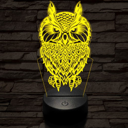 Bagoly vadász 7 színű 3D led lámpa