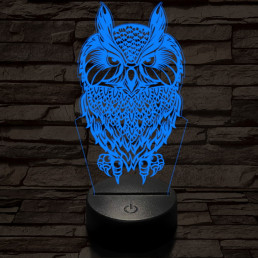 Bagoly vadász 7 színű 3D led lámpa