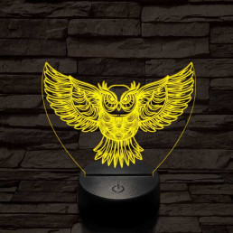 Bagoly szárnyal 7 színű 3D led lámpa