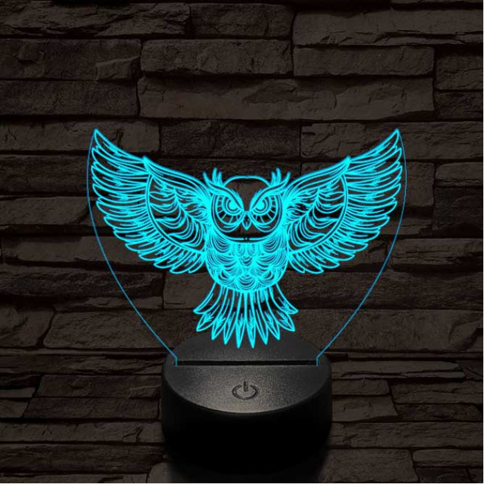 Bagoly szárnyal 7 színű 3D led lámpa