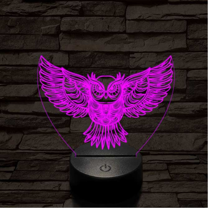 Bagoly szárnyal 7 színű 3D led lámpa