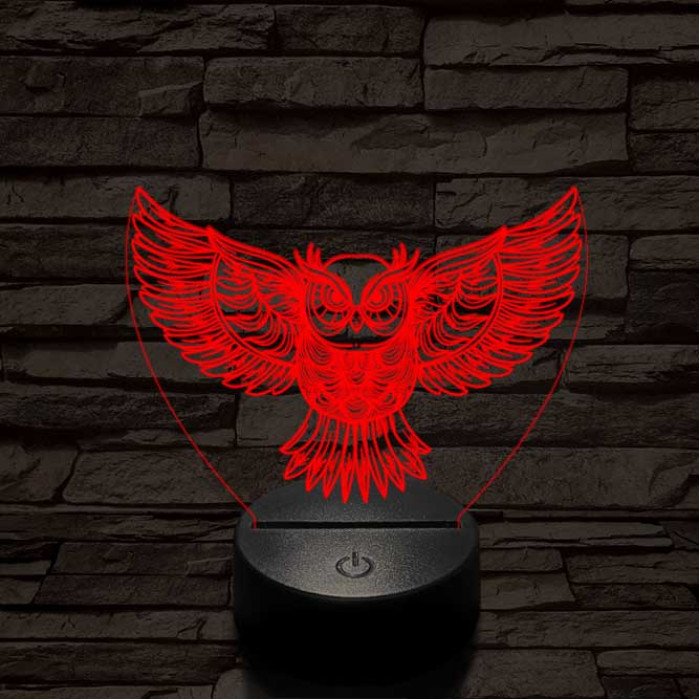 Bagoly szárnyal 7 színű 3D led lámpa