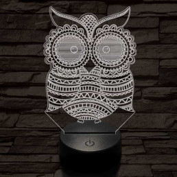 Mintás Bagoly 7 színű 3D led lámpa
