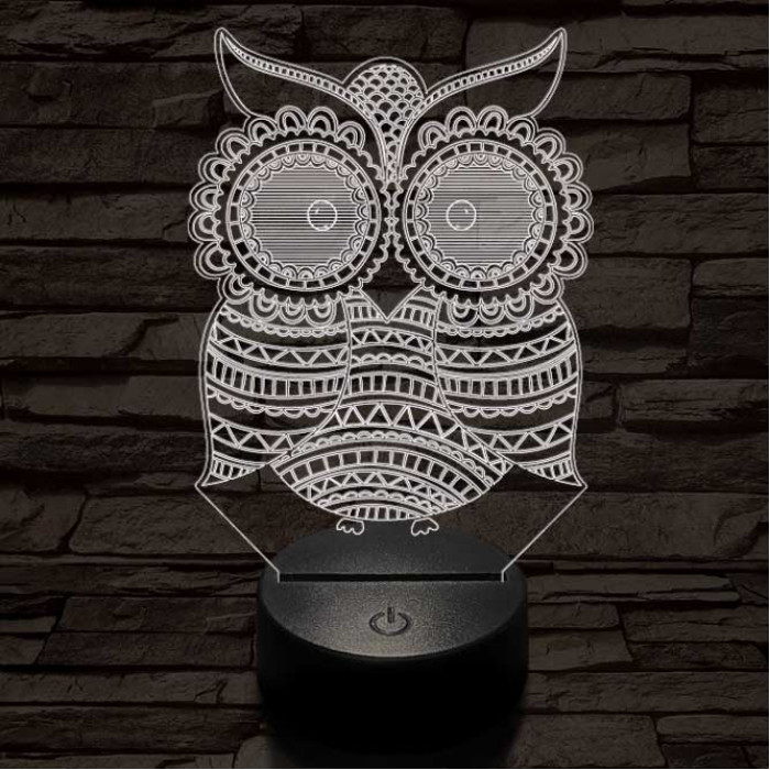 Mintás Bagoly 7 színű 3D led lámpa