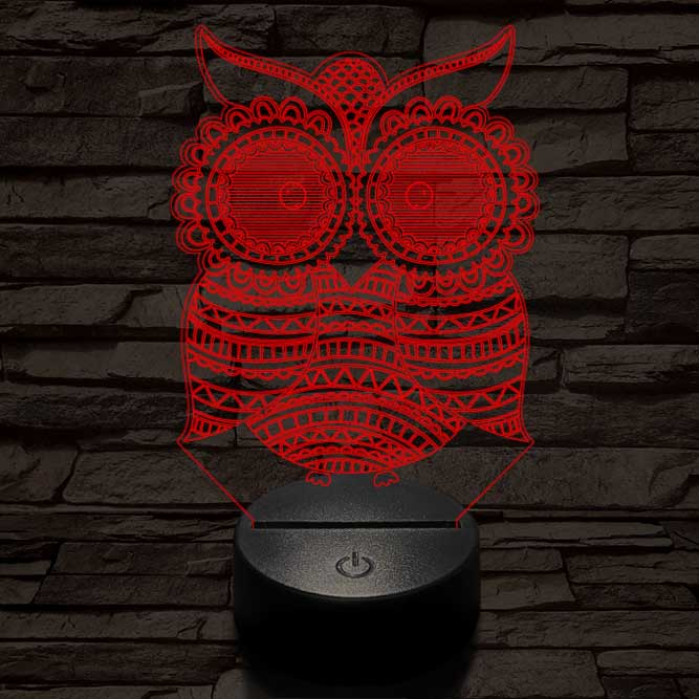 Mintás Bagoly 7 színű 3D led lámpa