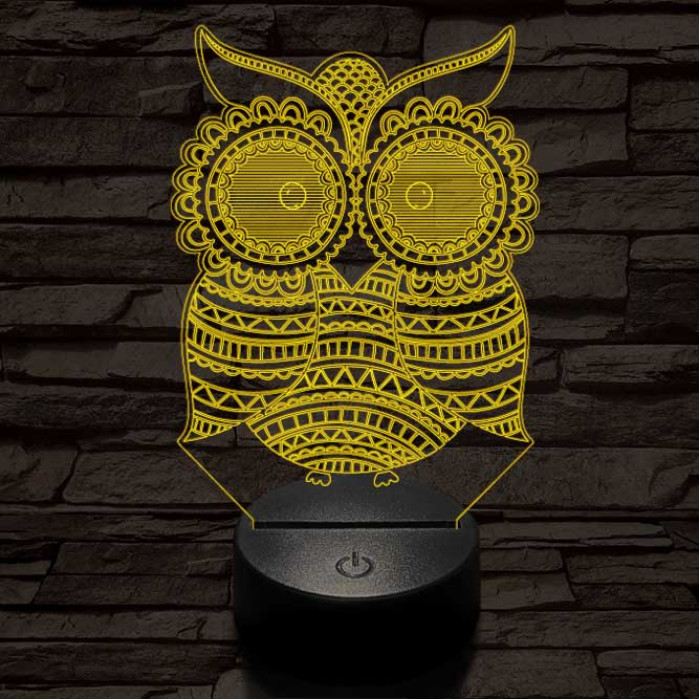 Mintás Bagoly 7 színű 3D led lámpa
