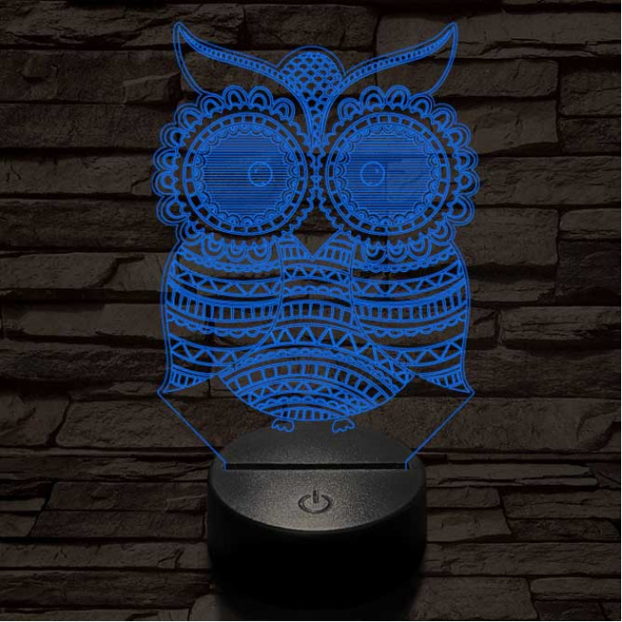 Mintás Bagoly 7 színű 3D led lámpa