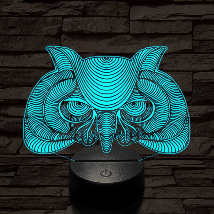 Bölcs Bagoly 7 színű 3D led lámpa