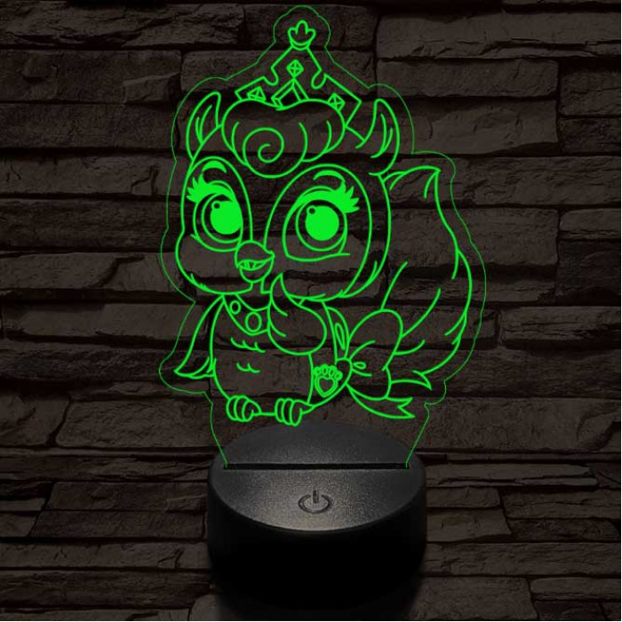 Bagoly bébi 7 színű 3D led lámpa