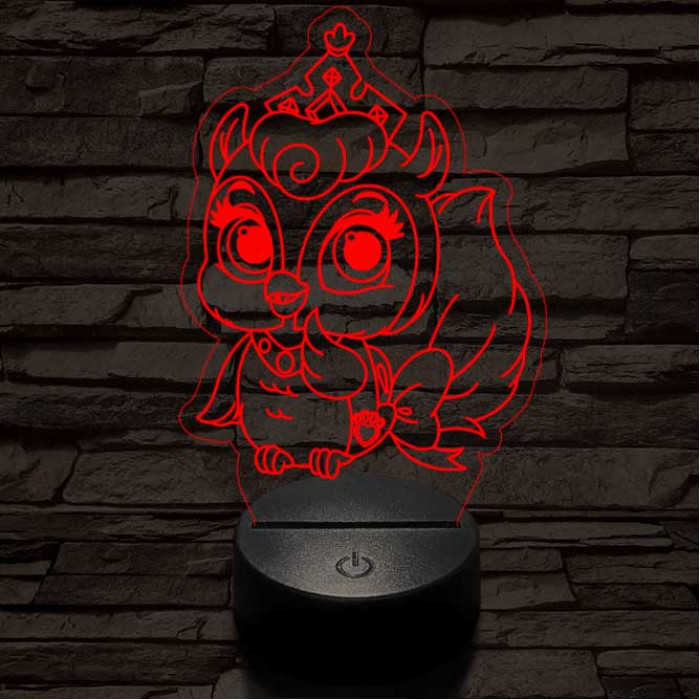 Bagoly bébi 7 színű 3D led lámpa