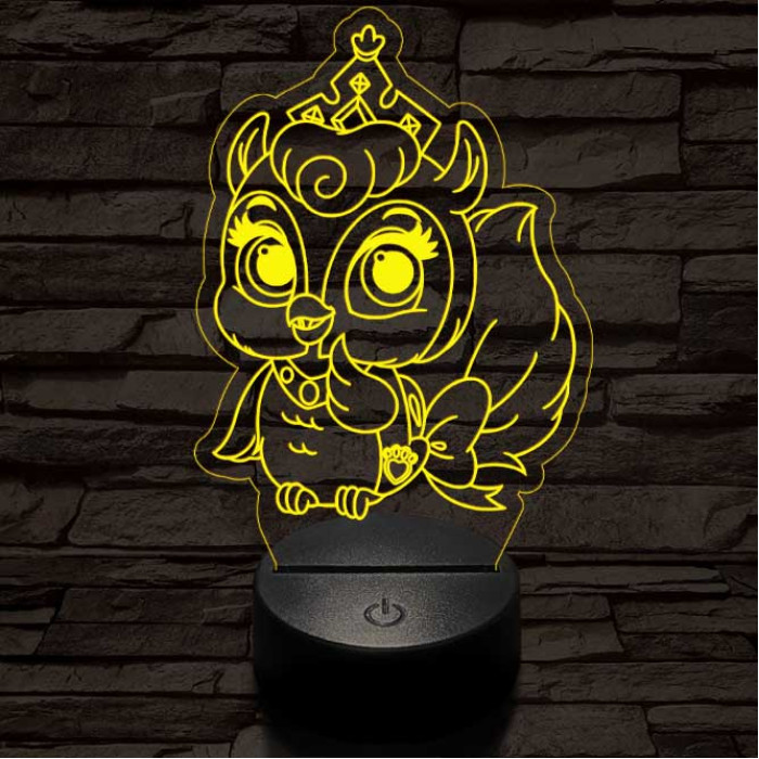 Bagoly bébi 7 színű 3D led lámpa