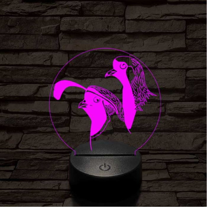 Fürj és galamb 7 színű 3D led lámpa