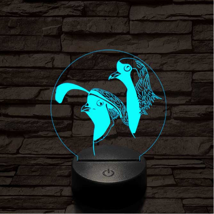 Fürj és galamb 7 színű 3D led lámpa