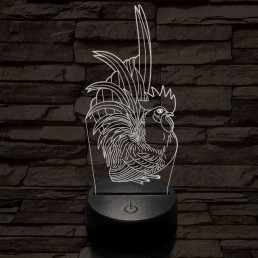 Díszes kakas 7 színű 3D led lámpa