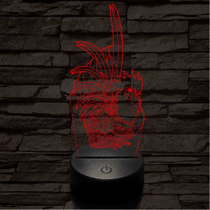 Díszes kakas 7 színű 3D led lámpa