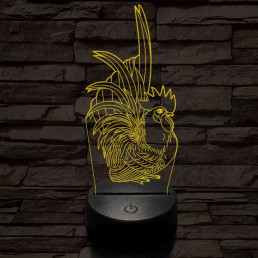 Díszes kakas 7 színű 3D led lámpa