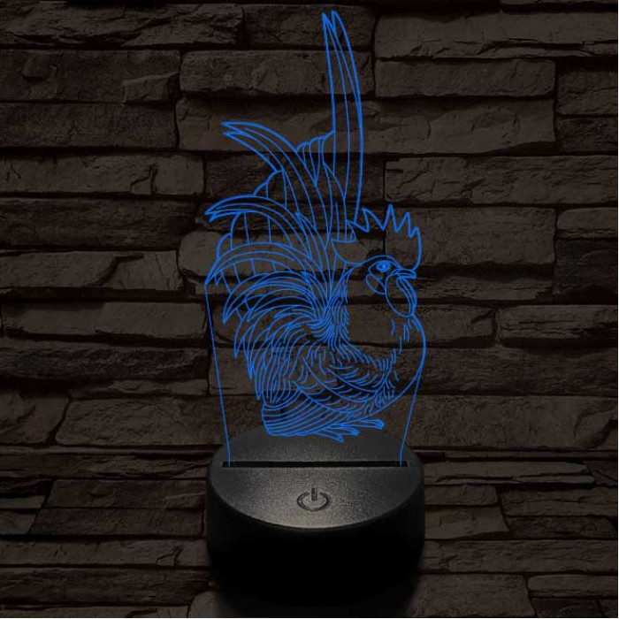 Díszes kakas 7 színű 3D led lámpa