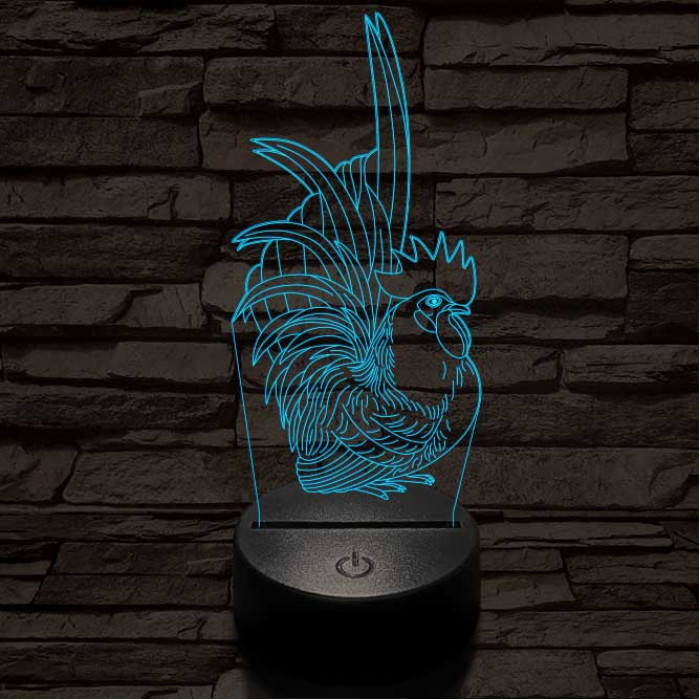 Díszes kakas 7 színű 3D led lámpa