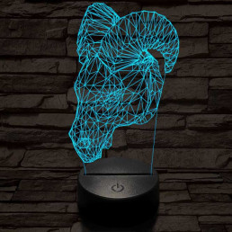 Kos fej 7 színű 3D led lámpa