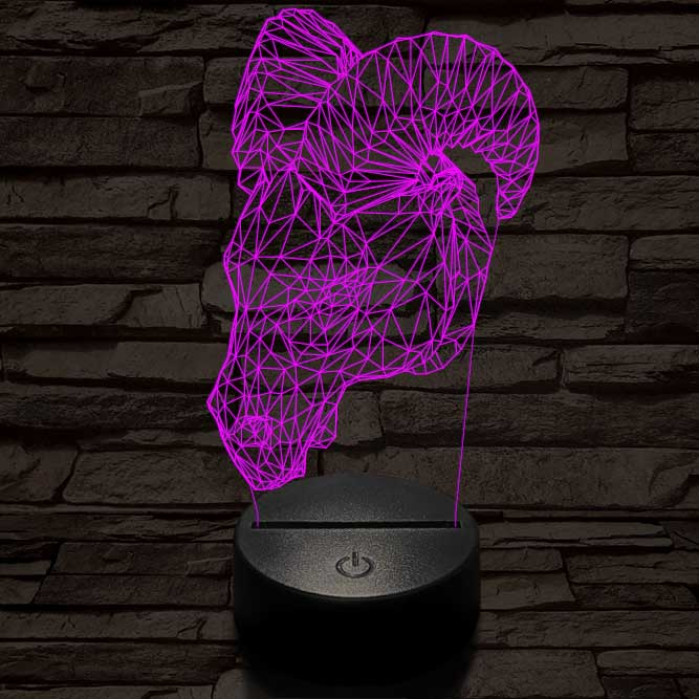 Kos fej 7 színű 3D led lámpa