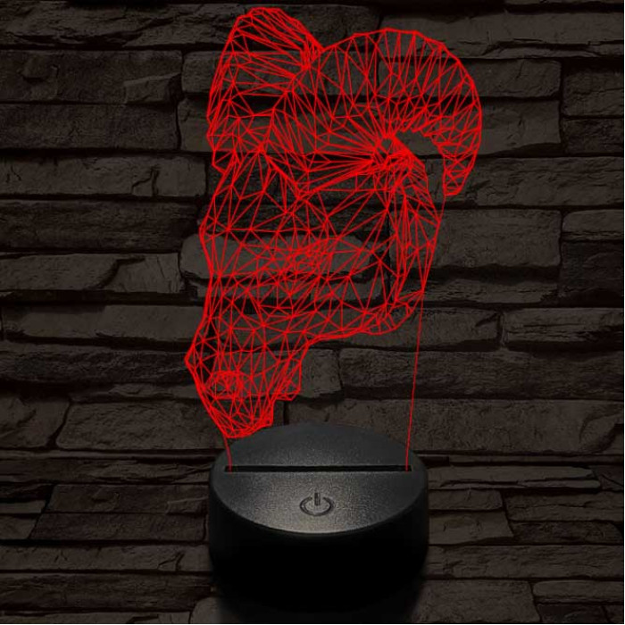 Kos fej 7 színű 3D led lámpa