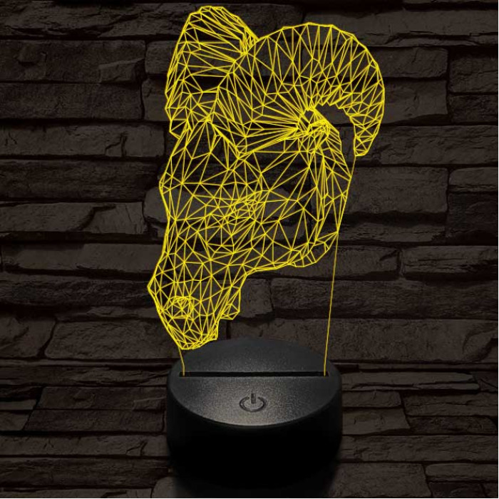 Kos fej 7 színű 3D led lámpa