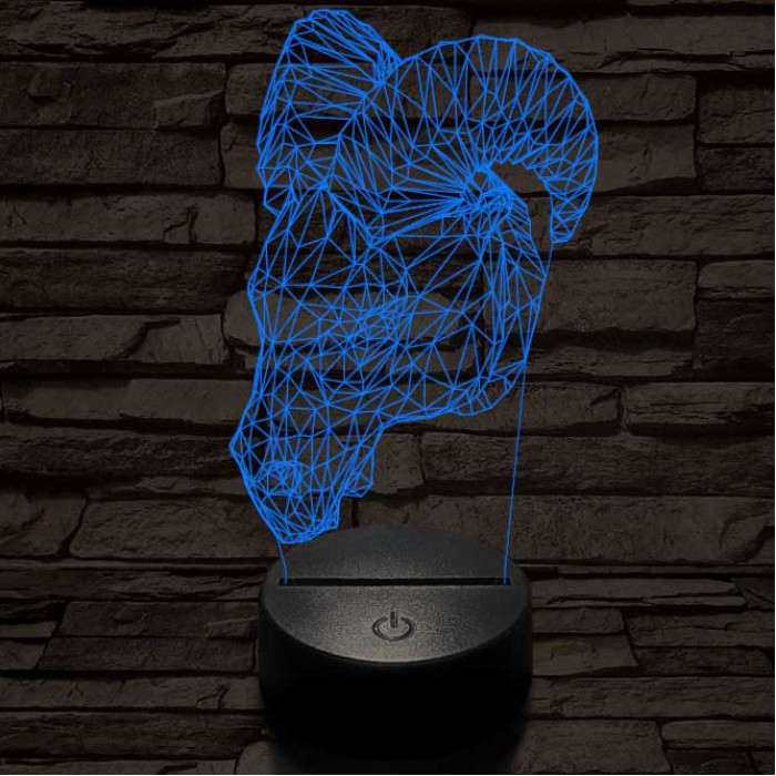 Kos fej 7 színű 3D led lámpa