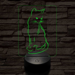 Ülő cica 7 színű led lámpa