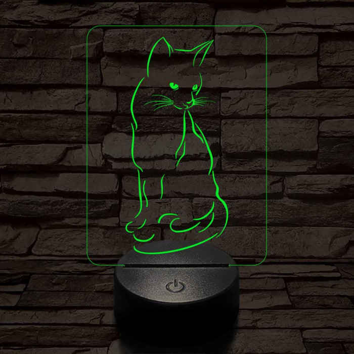 Ülő cica 7 színű led lámpa