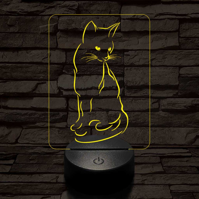 Ülő cica 7 színű led lámpa