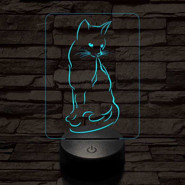 Ülő cica 7 színű led lámpa