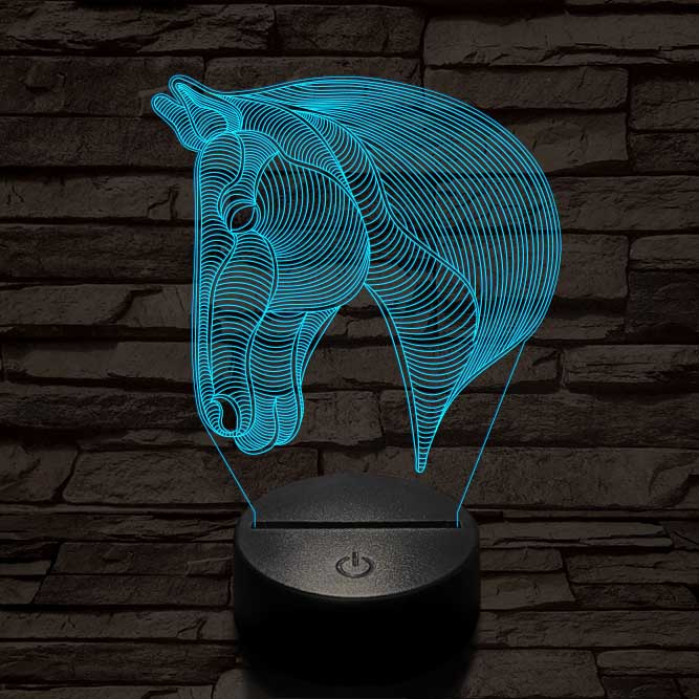 Ló fej  7 színű 3D led lámpa