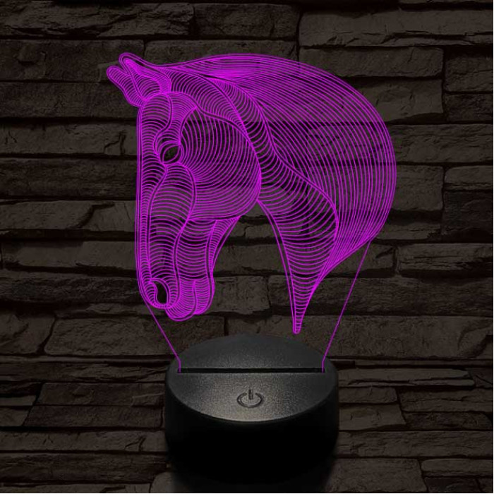 Ló fej  7 színű 3D led lámpa