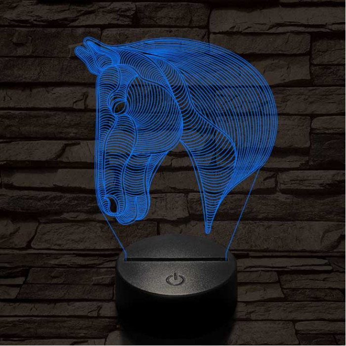 Ló fej  7 színű 3D led lámpa