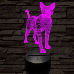 Álló cica 7 színű 3D led lámpa