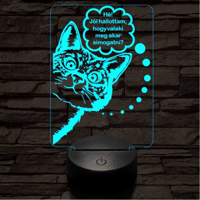 Simogatós cica 3D led lámpa