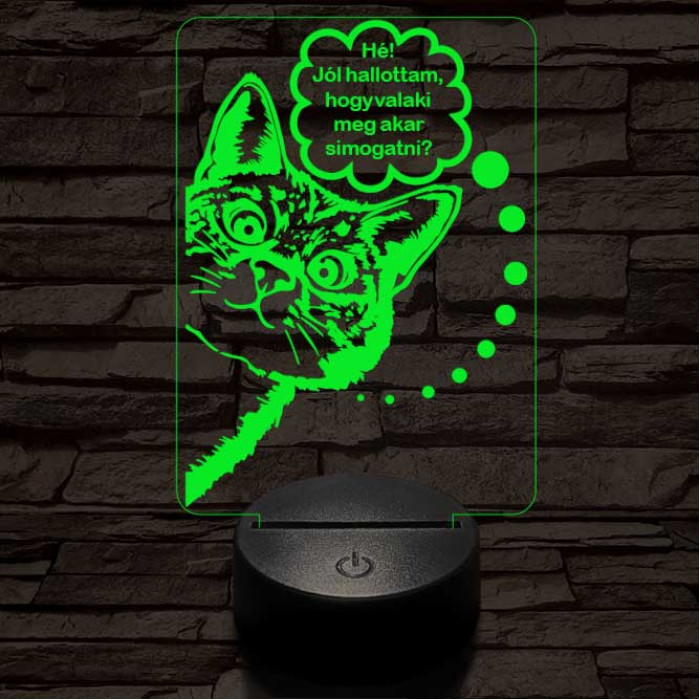 Simogatós cica 3D led lámpa
