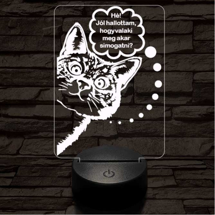 Simogatós cica 3D led lámpa
