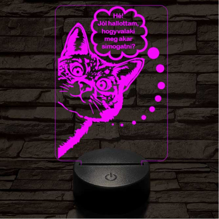 Simogatós cica 3D led lámpa